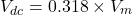 \[V_{dc} = 0.318 \times V_m\]