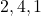 2, 4, 1