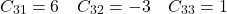 \[C_{31} = 6 \quad C_{32} = -3 \quad C_{33} = 1\]