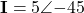\mathbf{I} = 5\angle{-45°}