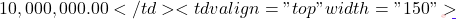 10,000,000.00</td> <td valign="top" width="150">