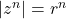 |z^n| = r^n