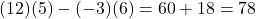 (12)(5)-(-3)(6)=60+18=78