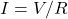I = V/R