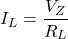 \[I_L = \dfrac{V_Z}{R_L}\]