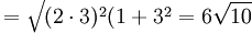d = sqrt{(6)^2+(-9-9)^2} = sqrt{36+18^2} = sqrt{(2cdot 3)^2+(2cdot 3^2)^2} = sqrt{(2cdot 3)^2(1+3^2} = 6sqrt{10},