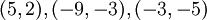 Find the area of the triangle formed by (5, 2),(-9, -3),(-3, -5)