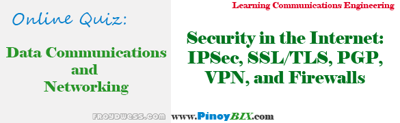 Practice Quiz in Security in the Internet: IPSec, SSL/TLS, PGP, VPN, and Firewalls 