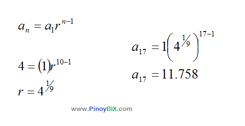 Solution: Find the 17th term of a geometric progression