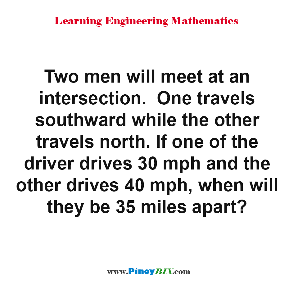 Solution: When will they be 35 miles apart?