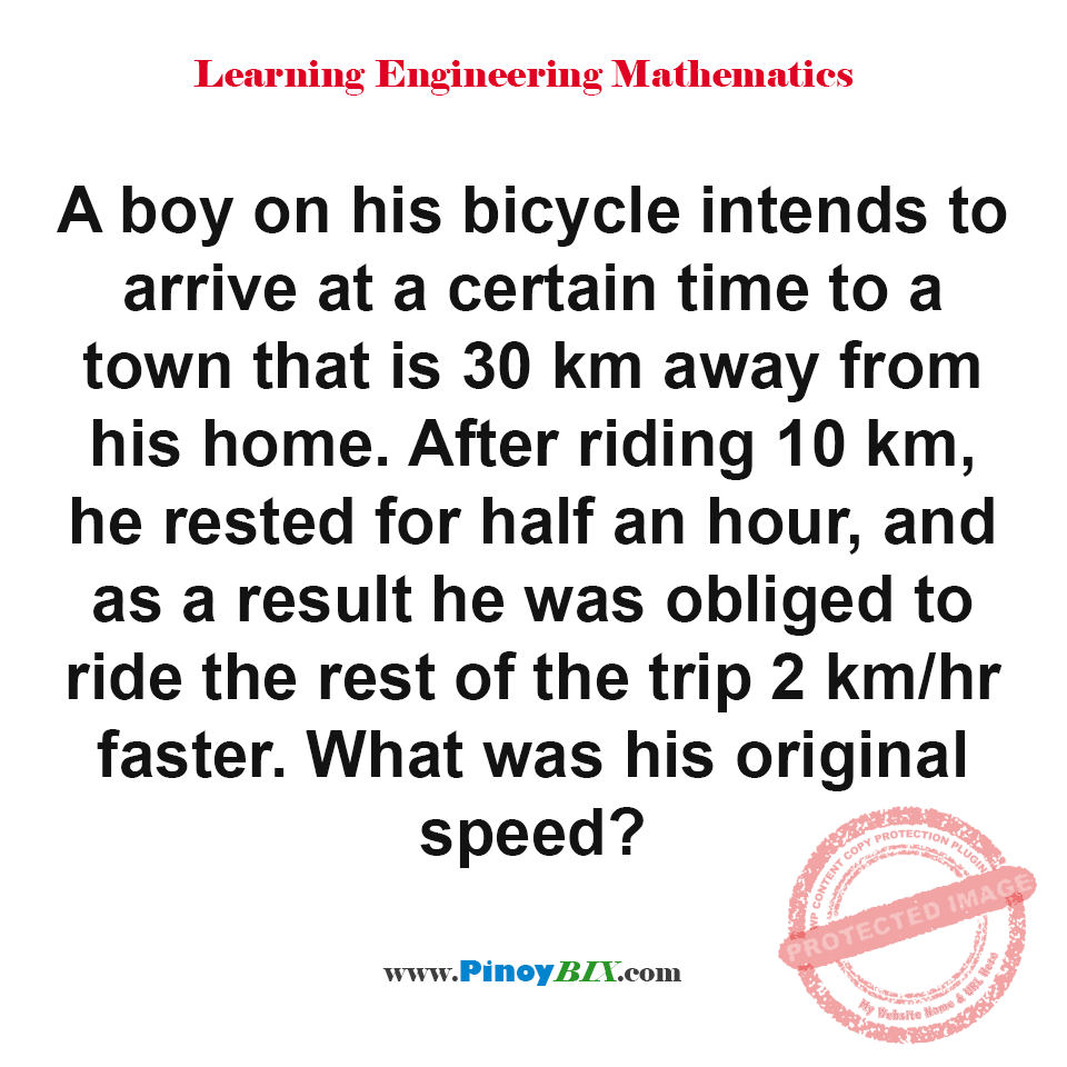 Solution: What was his original speed?