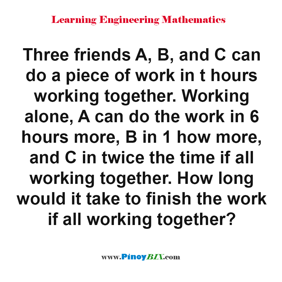 How long would it take to finish the work if all working together?