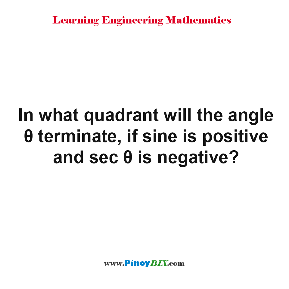 In what quadrant will the angle θ terminate