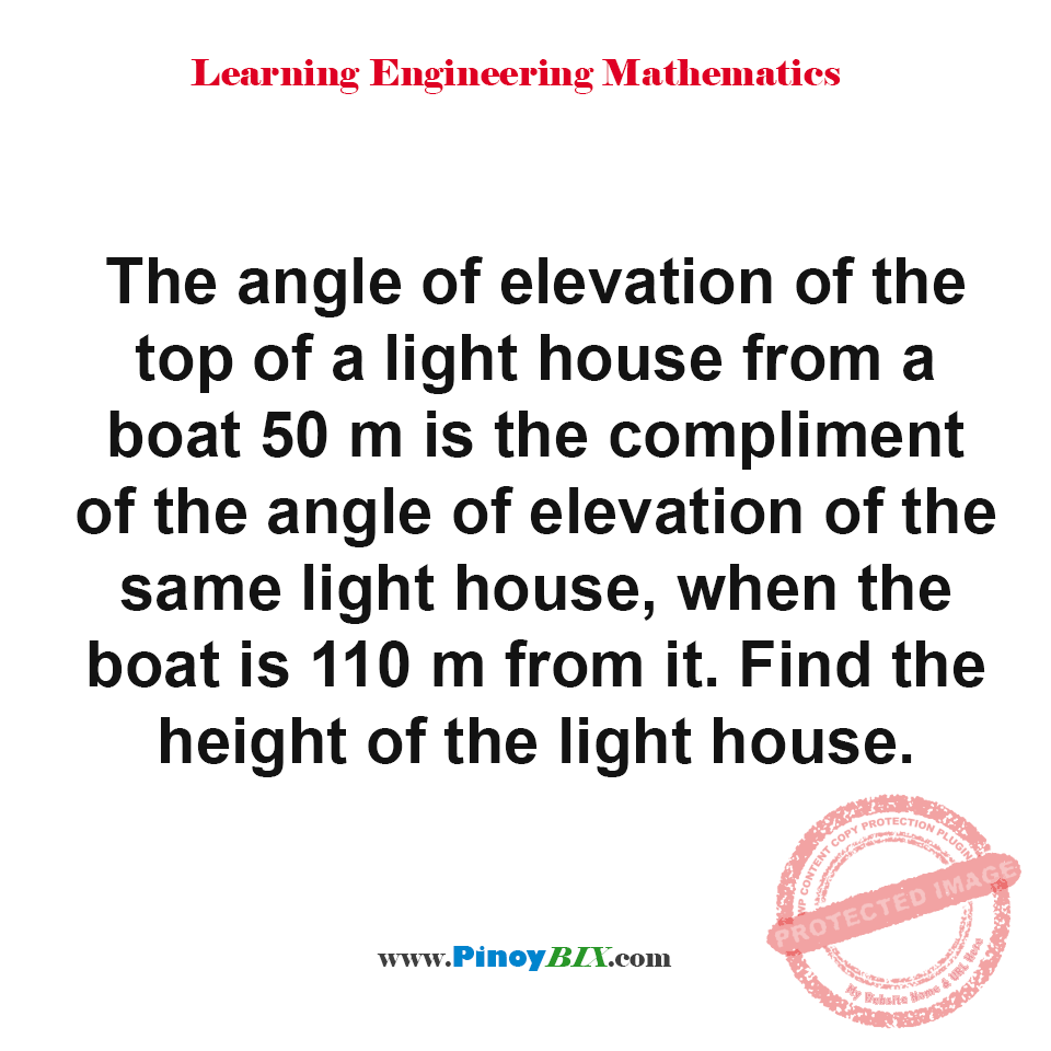 Solution: Find the height of the light house Solution: Find the height of the light house