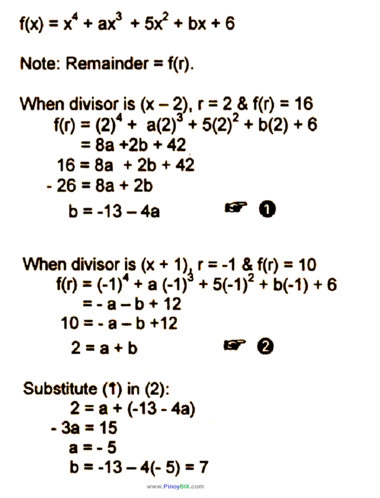 Solution Find A And B In The Expression X 4 Ax 3