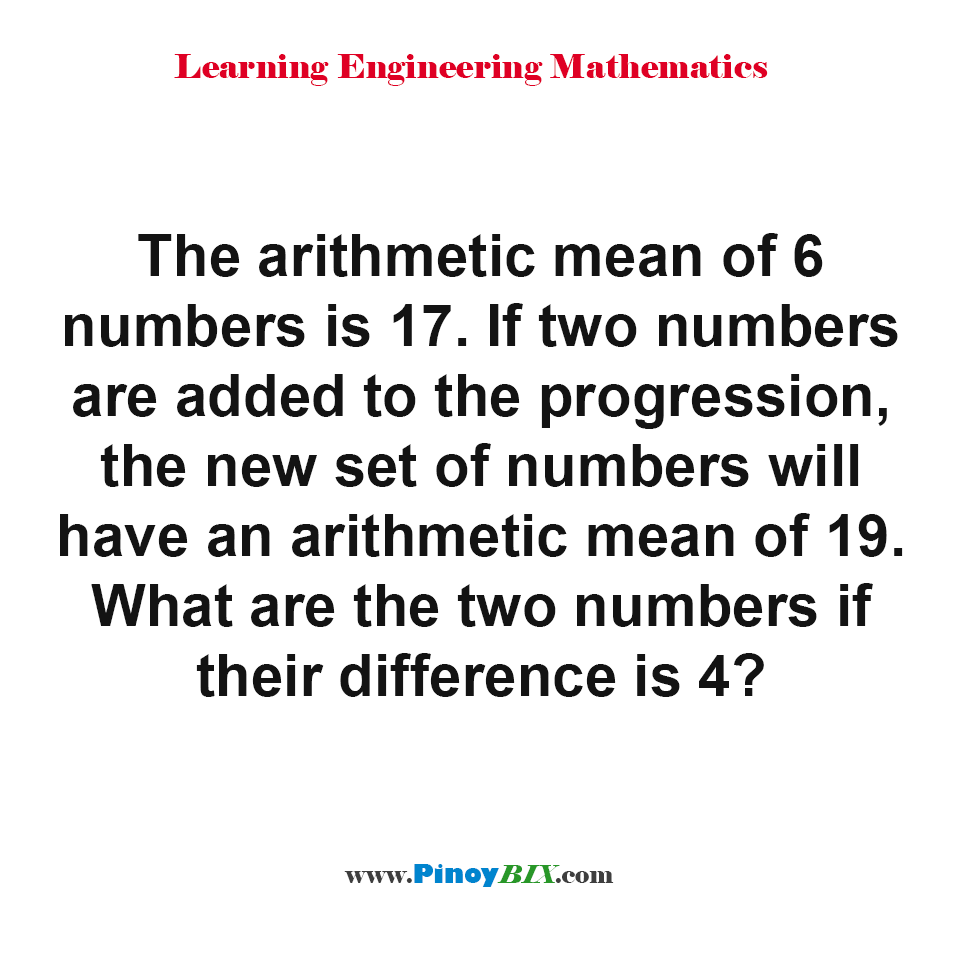 Solution: What are the two numbers if their difference is 4?