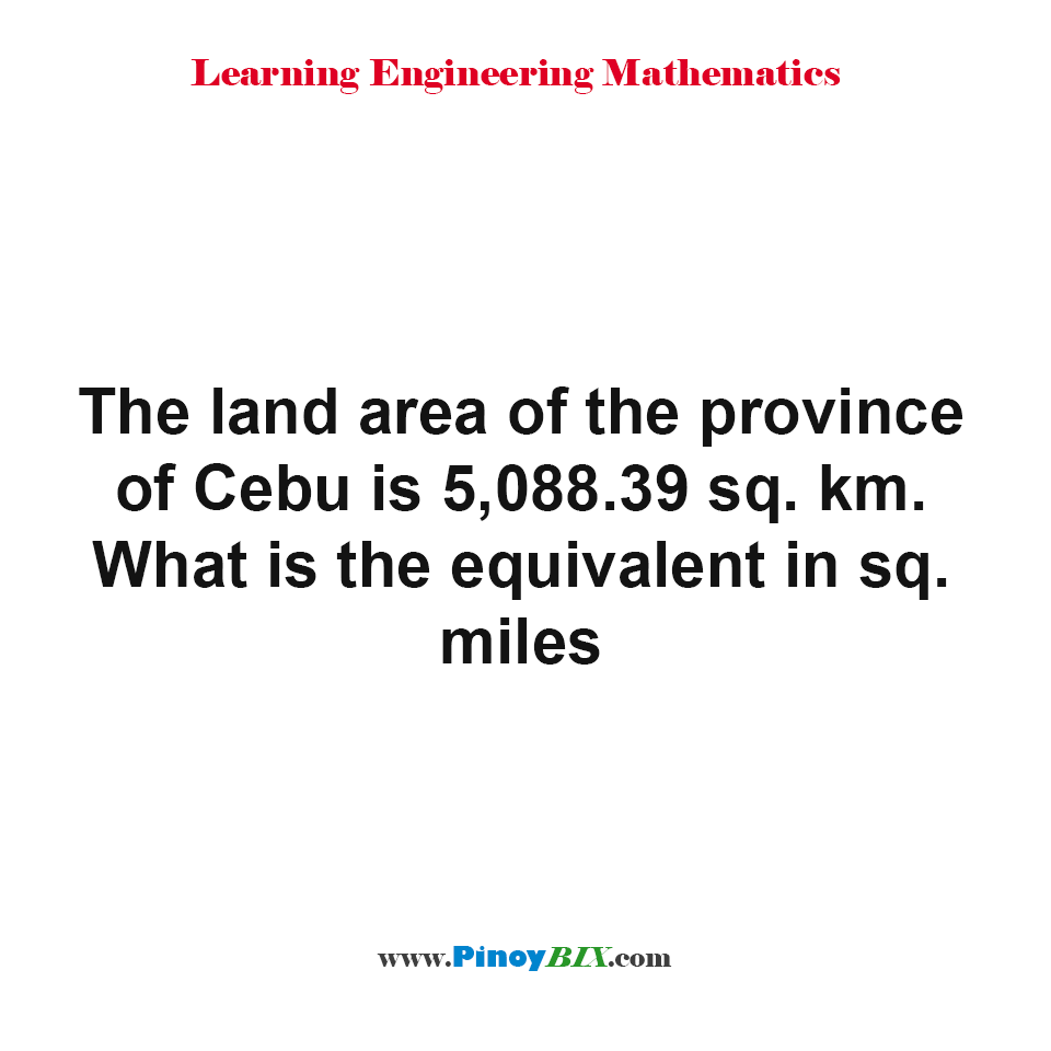 Solution: What is the equivalent of 5088.39 square km in square miles?