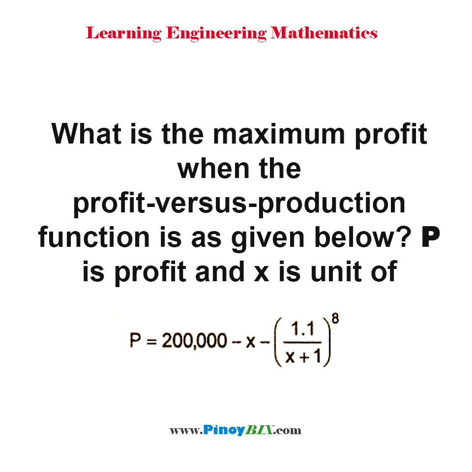 Solution: What is the maximum profit when the profit-versus-production equation is given?