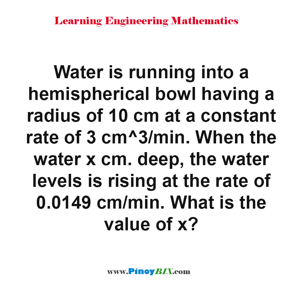 Solution: What is the deep of the water in a hemispherical bowl?