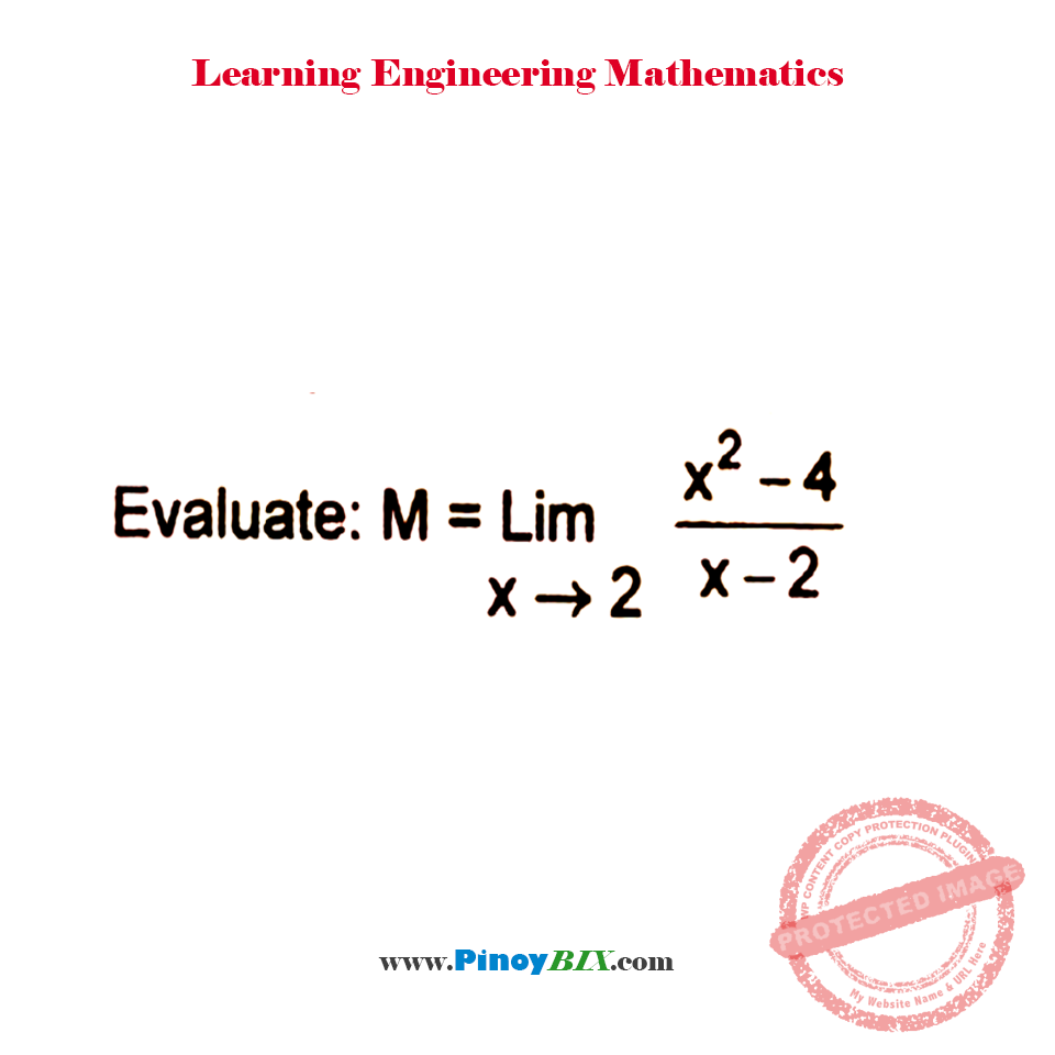 Solution: Evaluate: M = lim┬(x→2) {(x^2- 4)/(x-2)} Solution: Evaluate: M = lim┬(x→2) {(x^2- 4)/(x-2)}