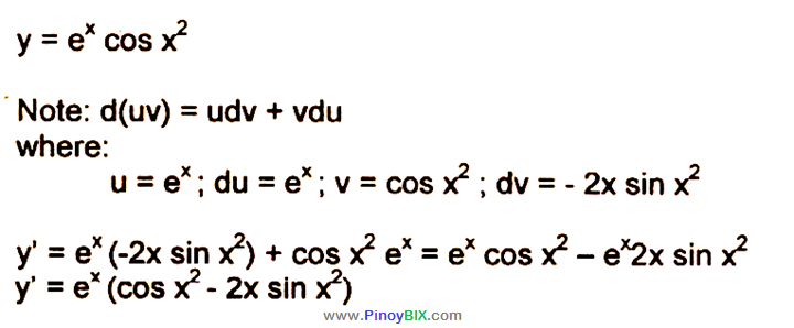 Solution Differentiate Y E X Cos X 2