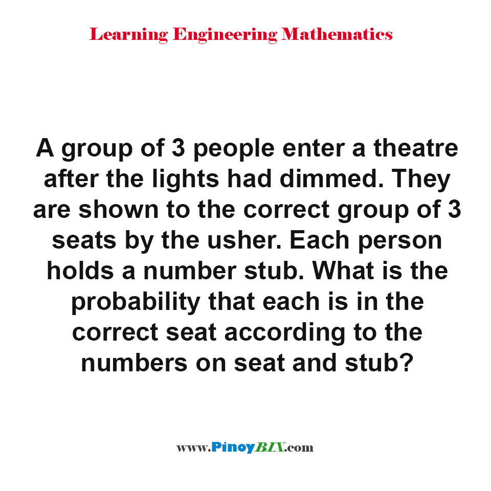 Solution: What is the probability that each is in the correct seat?