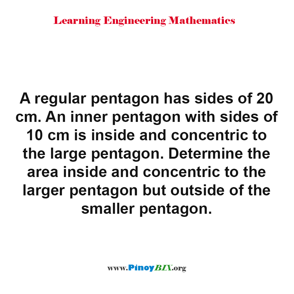 Solution: Determine the area inside and concentric to the larger pentagon