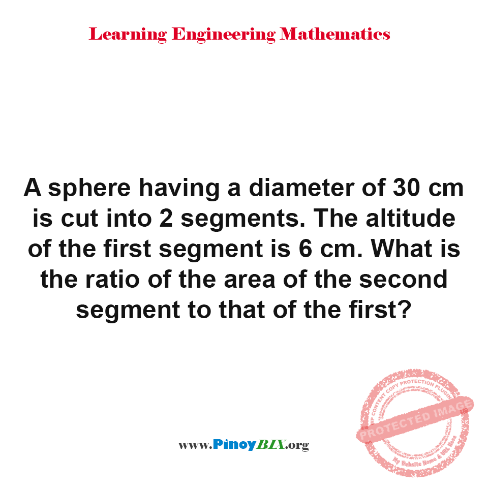 Solution: What is the ratio of the area of the second segment? Solution: What is the ratio of the area of the second segment?