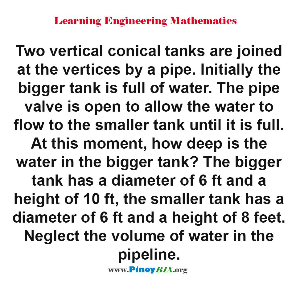 Solution: At this moment, how deep is the water in the bigger tank?