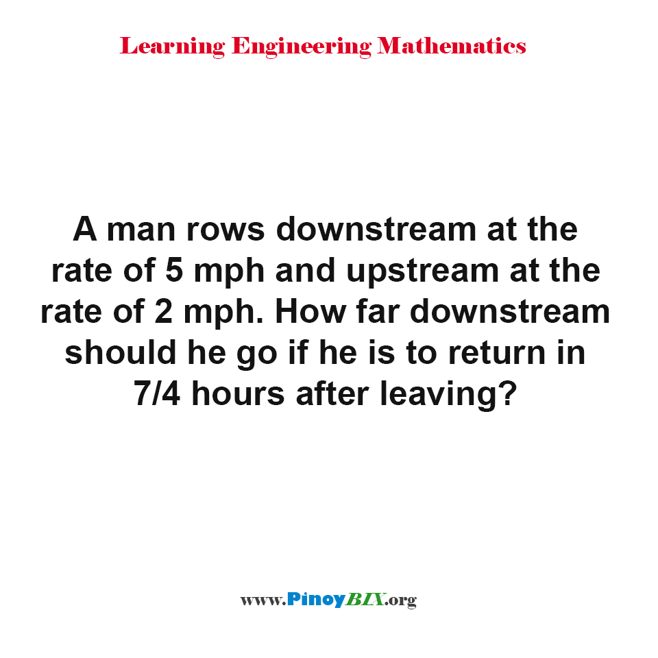 Solution: How far downstream should he go if he is to return in 7/4 hours after leaving?