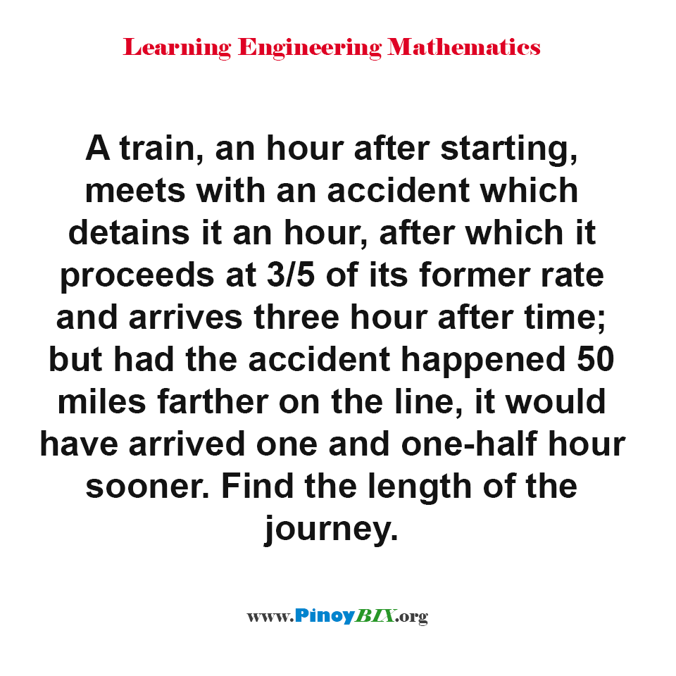 Solution: Find the length of the journey of the train | EE Board April 1997