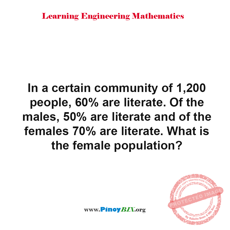 Solution: What is the female population in a certain community?