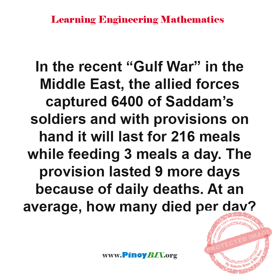 Solution: At an average, how many died per day? Solution: At an average, how many died per day?