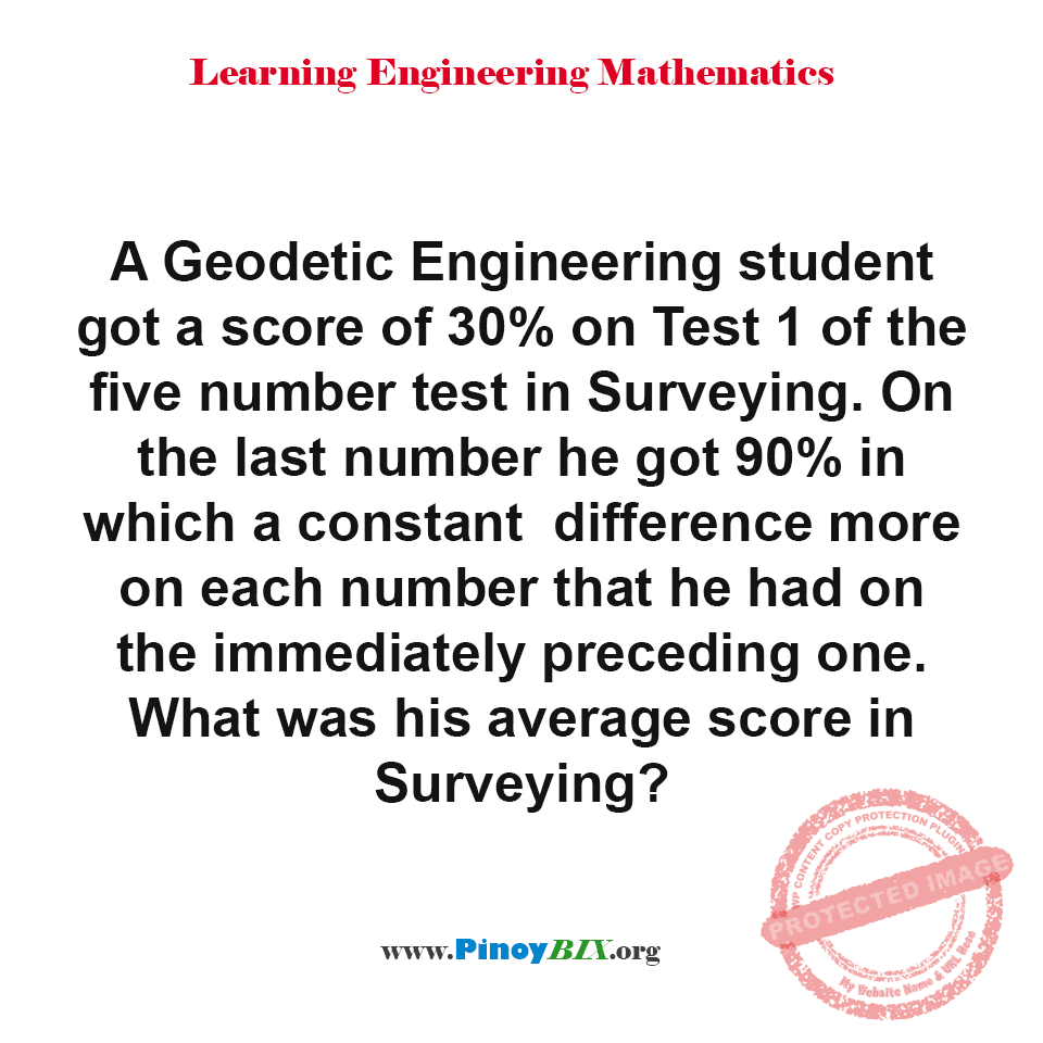 Solution: What was his average score in Surveying? Solution: What was his average score in Surveying?