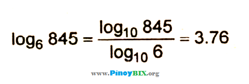 Solution: Evaluate the log 845 to the base 6=x