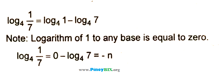 Solution:  log 7 to the base 4=n. Find log 1/7 to the base 4