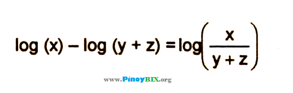 Solution: What expression is equivalent to log (x)-log (y+z)?