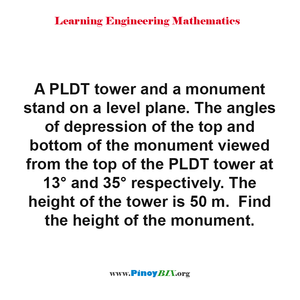 Solution: Find the height of the monument stand on a level plane