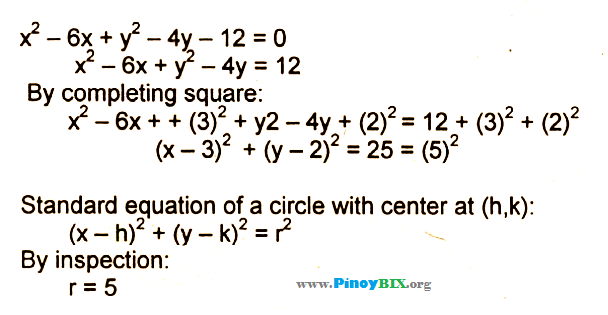 Solution What Is The Radius Of A Circle With The Ff Equation X 2 6x