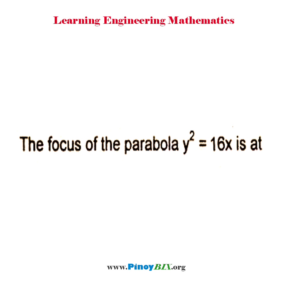 Solution: What is the focus of the parabola y^2=16x?