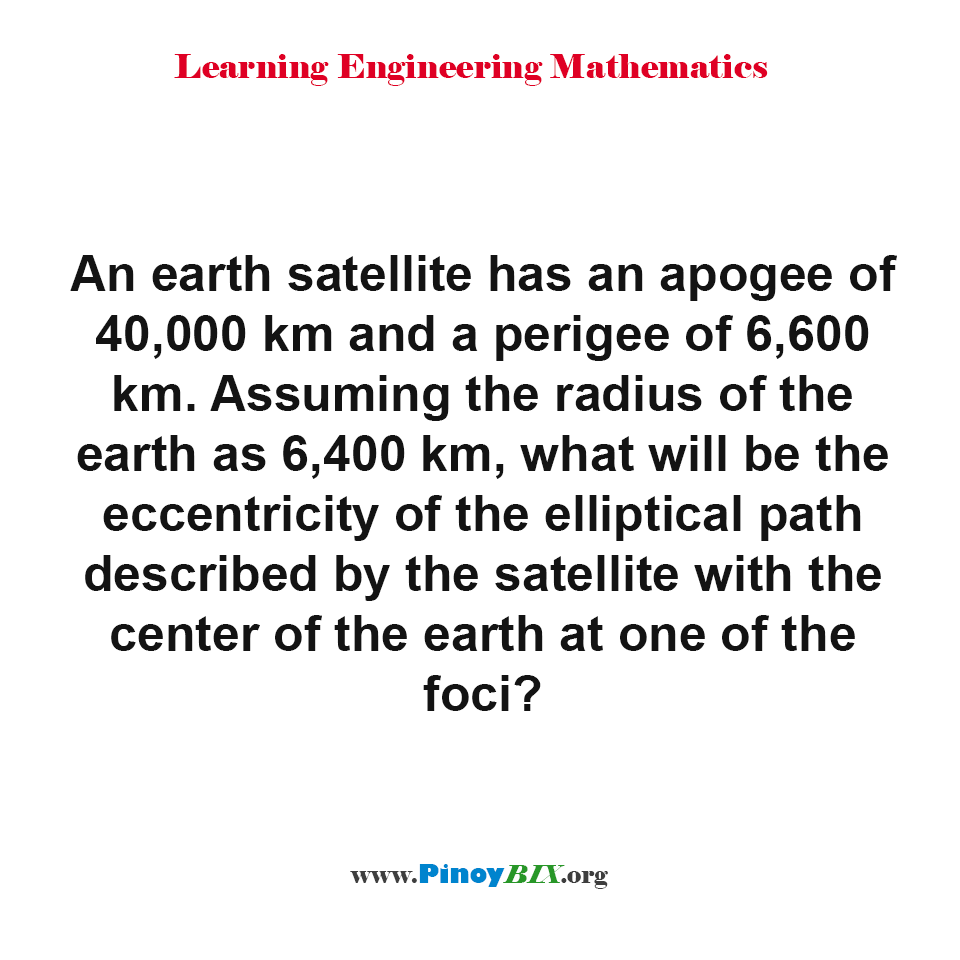 Solution: What will be the eccentricity of the elliptical path described by the satellite?
