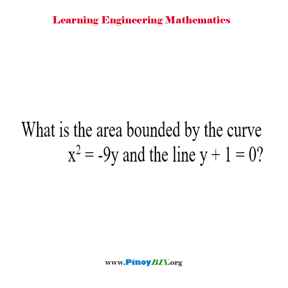 Solution: What is the area bounded by the curve x^2=-9y and the line y+1=0?