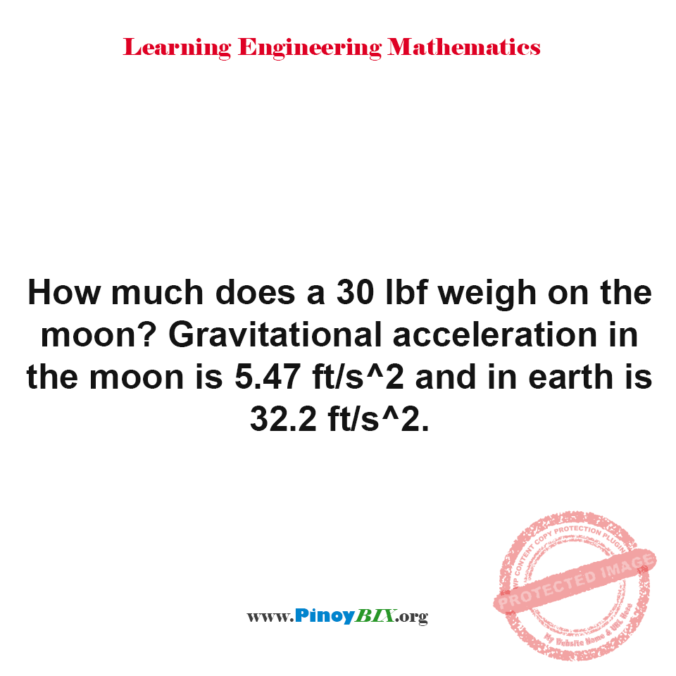 Solution: How much does a 30 lbf weigh on the moon?