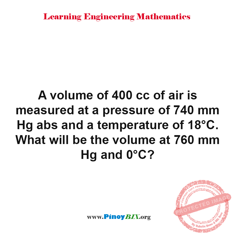 Solution: What will be the volume at 760 mm Hg and 0°C?