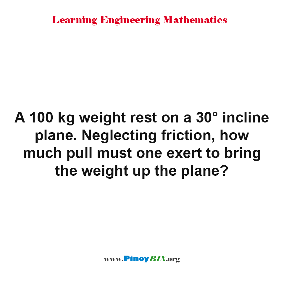 Solution: How much pull must one exert to bring the weight up the