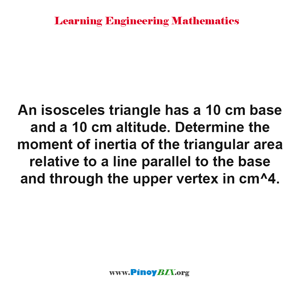 Solution: Determine the moment of inertia of the triangular area