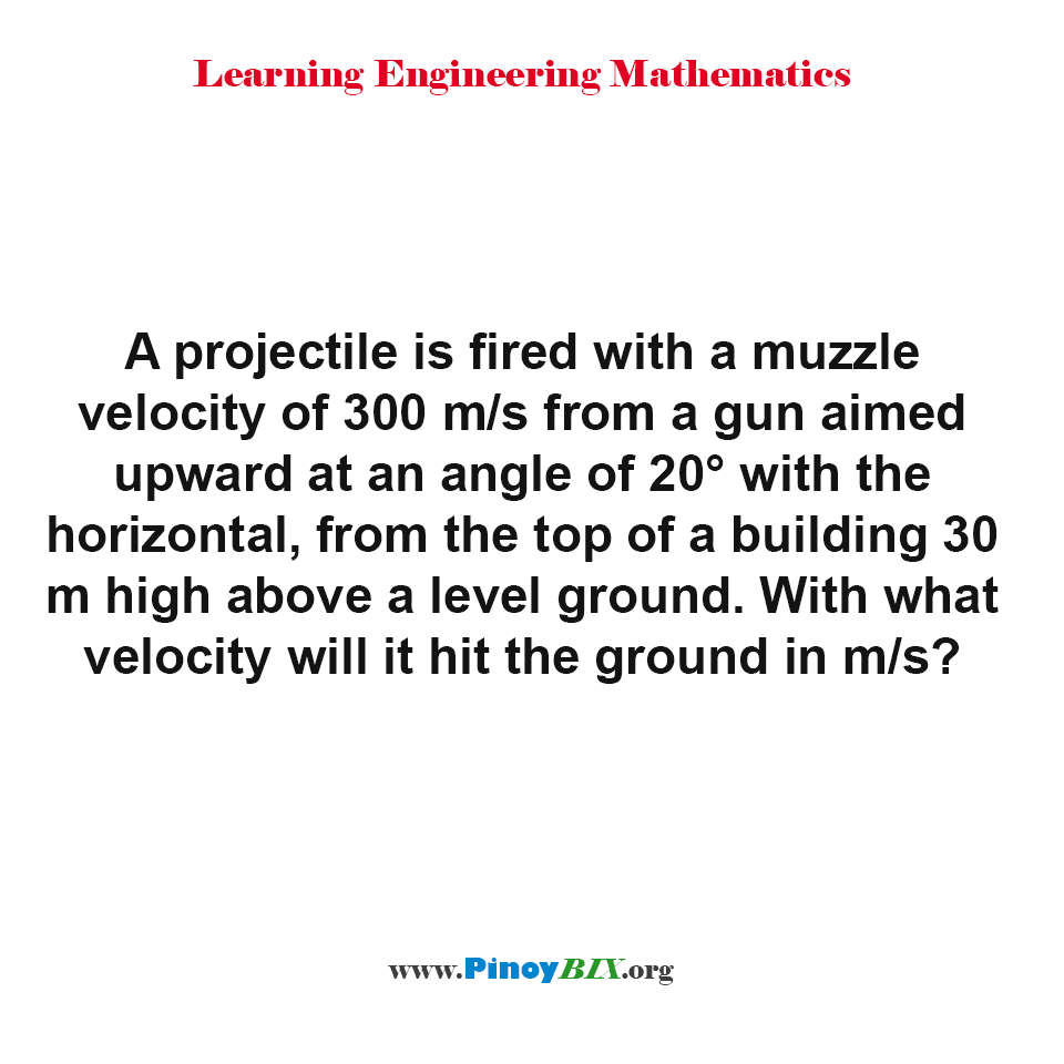 What is the velocity of a projectile when it hit the ground in m/s?
