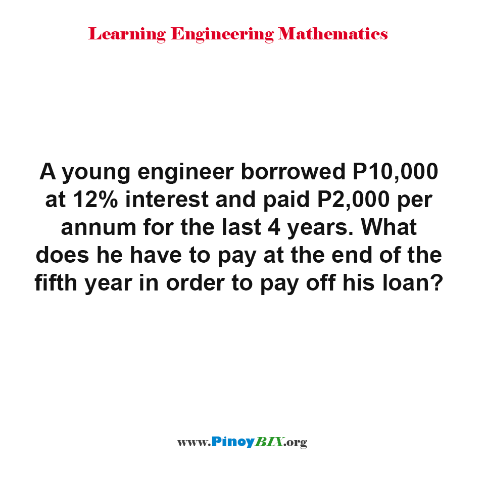 What does he have to pay at the end of the fifth year in order to pay off his loan?