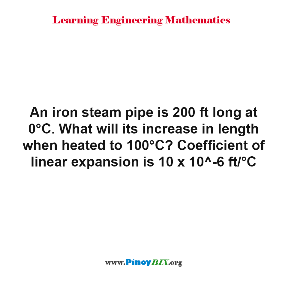 What will the increase in length of an iron steam pipe when heated to 100°C?