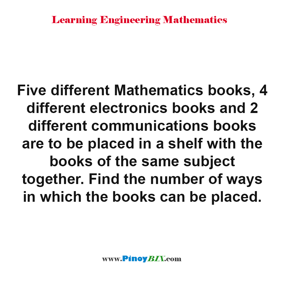 Solution: Find the number of ways in which the books can be placed